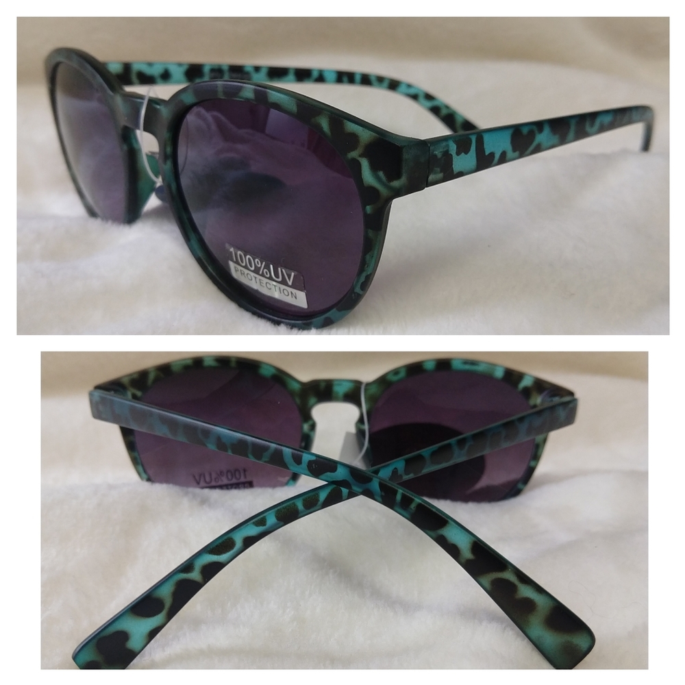 Retro UV 400 Clear Animal Print Sunglasses
